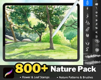 850+ Procreate Nature Stamps and Brushes, Botanical Brushset, Floral, Leaf (Digital Download)
