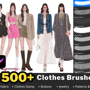 500+ Procreate Clothes Brushes Stamps, Procreate Fabric Brushes, Fabric Texture Brushes, Procreate clothing, Procreate fashion, Texture