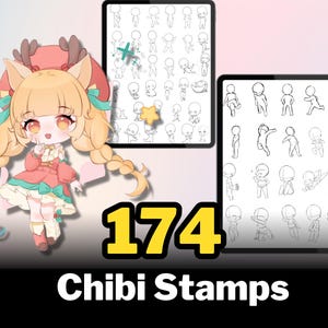 500+ Procreate Chibi Stamp Bundle, Anime Manga Body Guides, Eyes, Lips ...