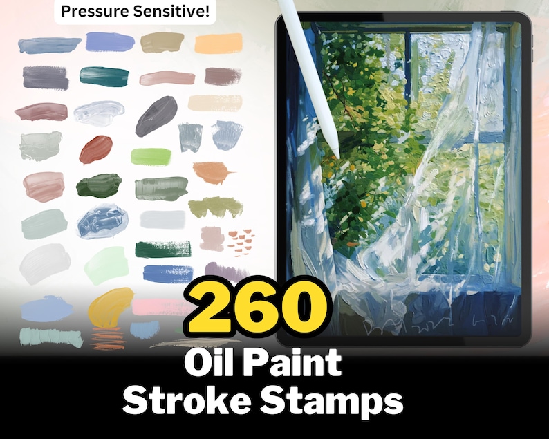 500+ Procreate Oil Paint Brushes, Realistic Oil Paint Textures, Acrylic Procreate Brush, Impasto Strokes Stamps, Abstract Painterly Style image 2