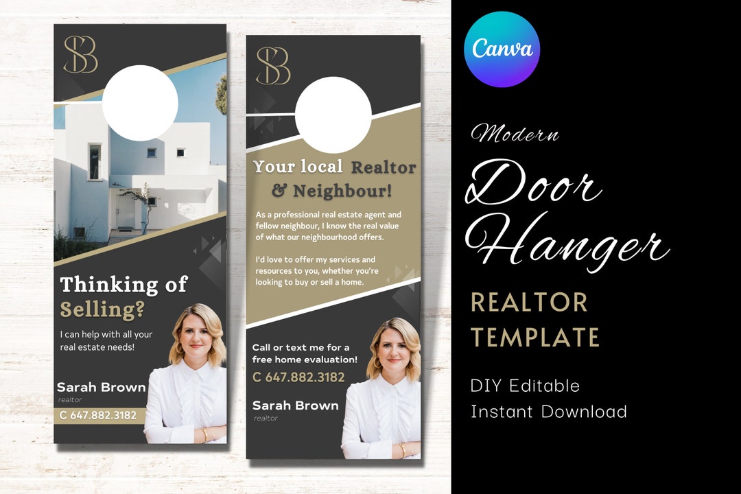 Real Estate Door Hanger Template, Real Estate Agent, Real Estate Farming, Door Hanging, Real Estate Marketing, Real Estate Branding - Etsy