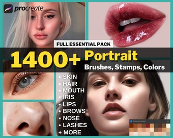 1400+ Procreate Portrait Brush Set, Face Stamps (Digital Download)