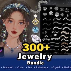 300+ Procreate Jewelry, Procreate Chain Brushes, Procreate Necklace Brush, Procreate Fashion Brush, Procreate Pearl Brushes, Diamond Brushes