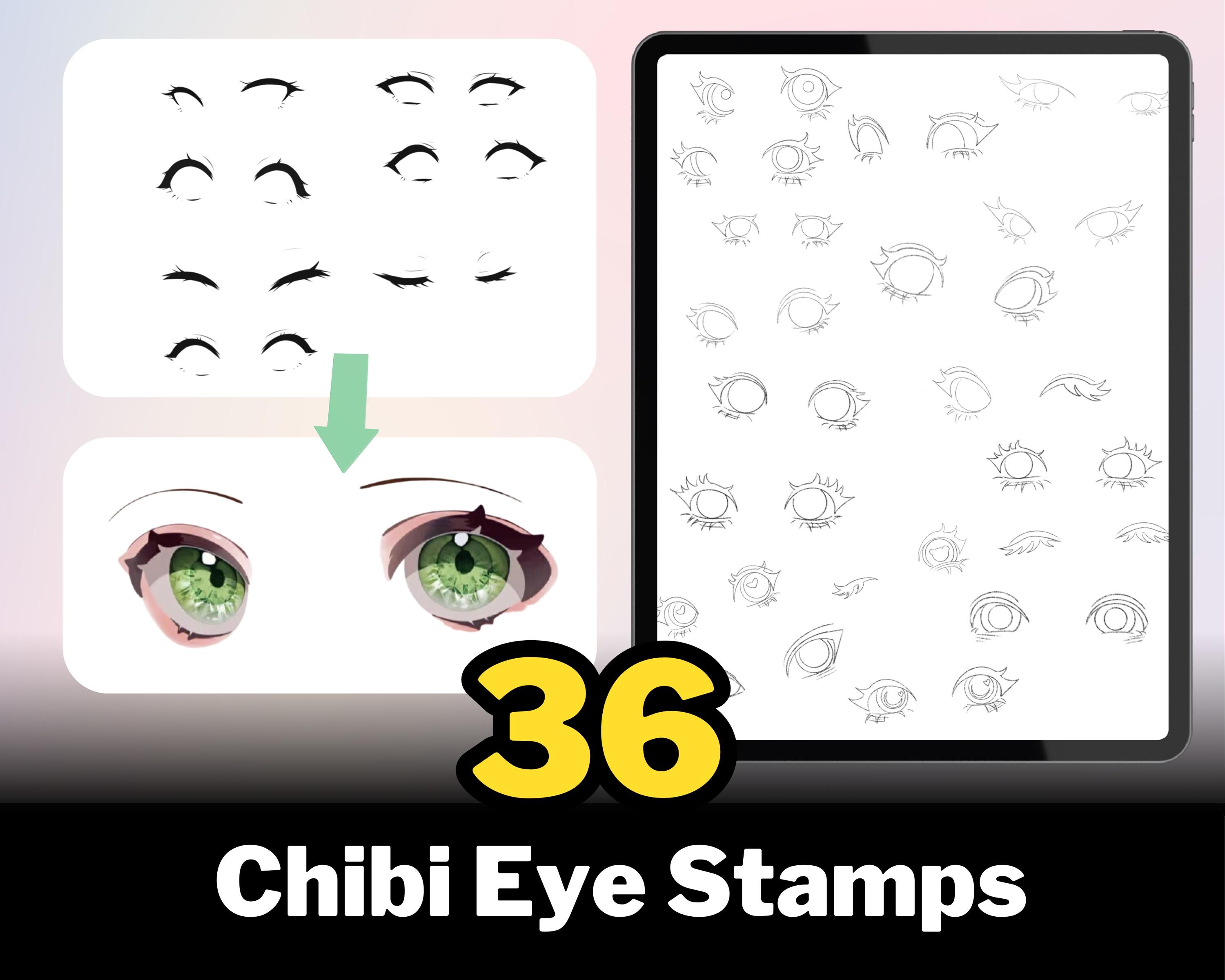 Procreate Chibi Stamp Bundle, Anime Manga Body Guides, Eyes, Lips ...