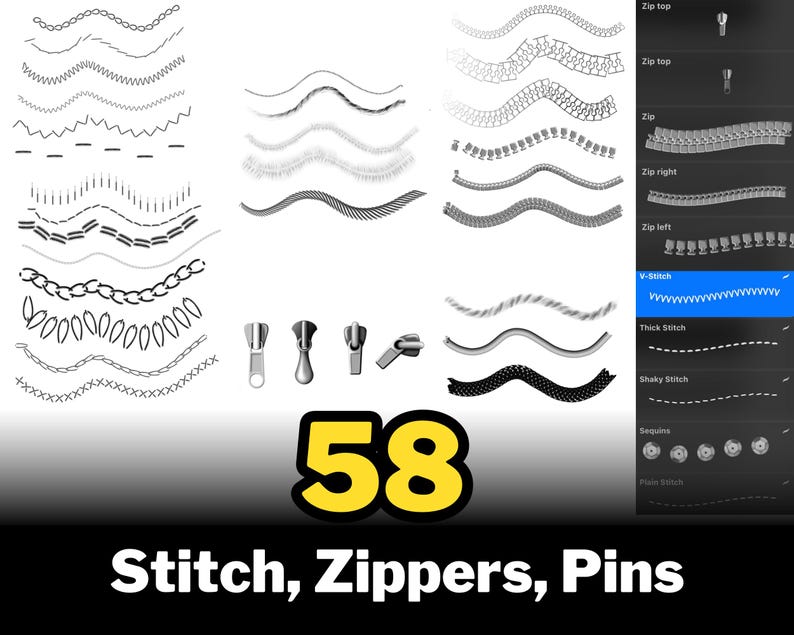 550+ Procreate Fashion Brushes, Clothes, Fabric, Jewelry, Patterns Stamps (Digital Download) image 8