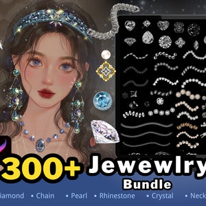 300+ Procreate Jewelry, Procreate Chain Brushes, Procreate Necklace Brush, Procreate Fashion Brush, Procreate Pearl Brushes, Diamond Brushes
