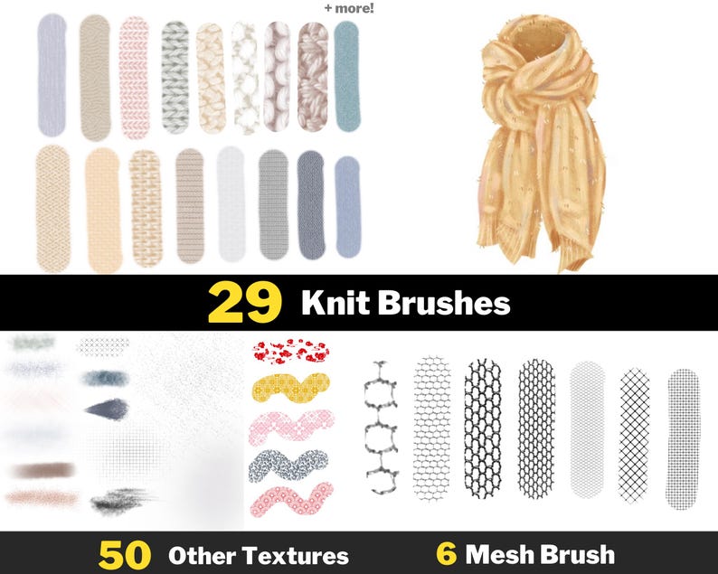 550+ Procreate Fashion Brushes, Clothes, Fabric, Jewelry, Patterns Stamps (Digital Download) image 6