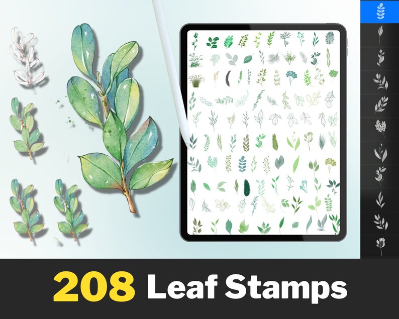 Más de 700 sellos de flores procreadas, sellos botánicos procreados, sellos de tatuajes procreados, hojas procreadas, sellos florales, paquete de plantas procreadas, imagen 3