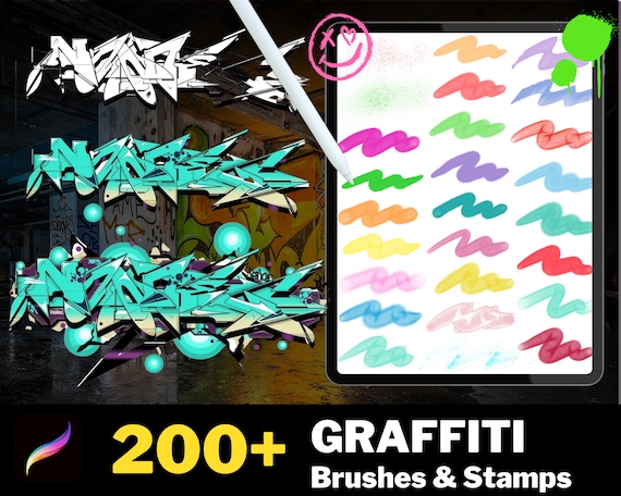 200+ Procreate Graffiti Brushes and Stamps, Lettering, Calligraphy (Digital Download)