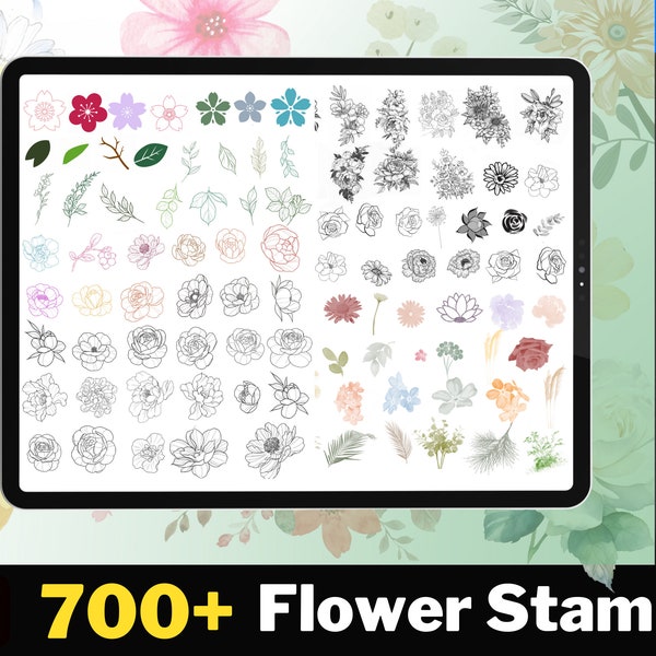 700+ Procreate Flower Stamps, Procreate Botanical Stamps, Procreate Tattoo Stamps, Procreate Leaves, Floral Stamps, Procreate Plant Bundle,