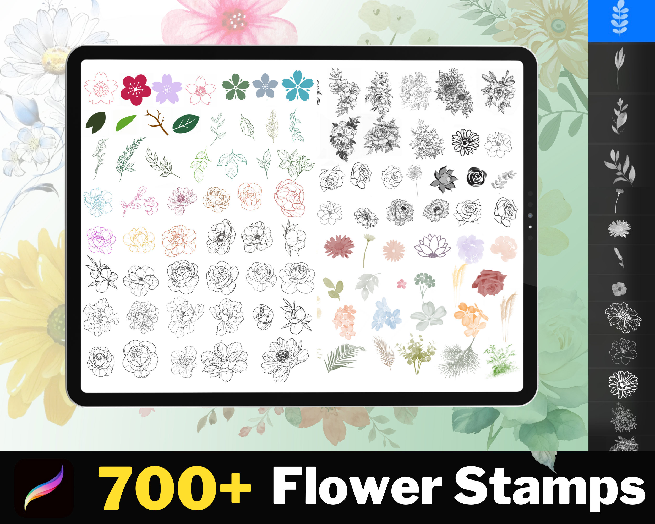 700+ Procreate Flower and Botanical Stamps (digital Download) - Etsy