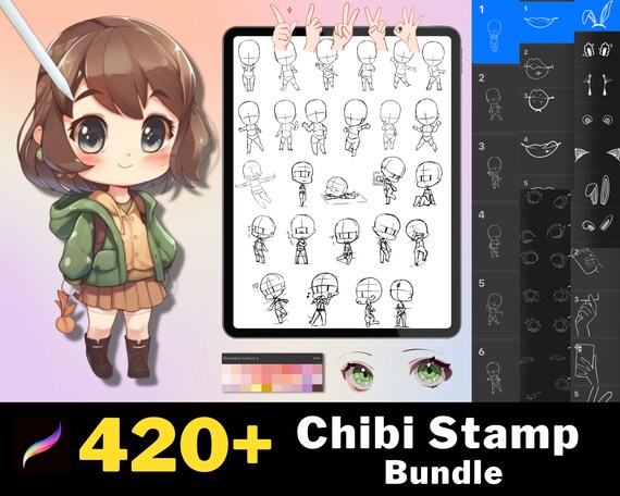 Procreate Chibi Base Chibi Pose Anime Chibi Stamp Guide -  Portugal