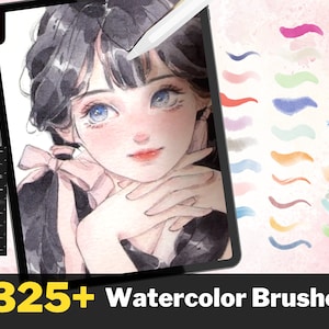 325+ Procreate Watercolor Brush Bundle, Procreate Watercolor Textures, Realistic Watercolor Paintings, Paper and Canvas Textures