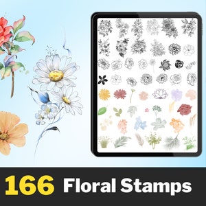 Más de 700 sellos de flores procreadas, sellos botánicos procreados, sellos de tatuajes procreados, hojas procreadas, sellos florales, paquete de plantas procreadas, imagen 2