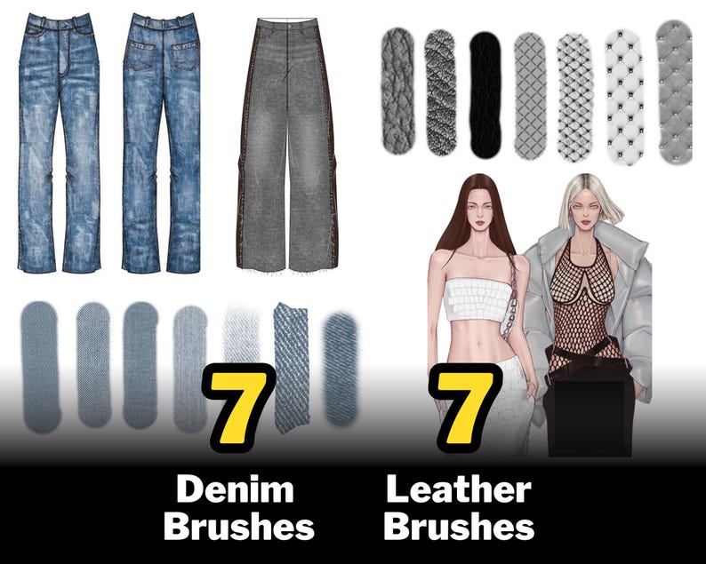 550+ Procreate Fashion Brushes, Clothes, Fabric, Jewelry, Patterns Stamps (Digital Download) image 3
