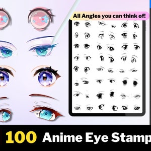 100 Procreate Anime Eye Stamps, Procreate Chibi Stamps, Procreate Brushes Anime, Procreate Manga Brushes, Procreate Manga Stamps, Eye Brush