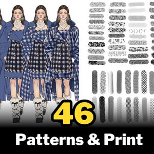 550+ Procreate Fashion Brushes, Clothes, Fabric, Jewelry, Patterns Stamps (Digital Download) image 7