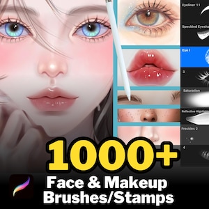 Más de 1000 pinceles/sellos para rostro y maquillaje de Procreate (descarga digital)