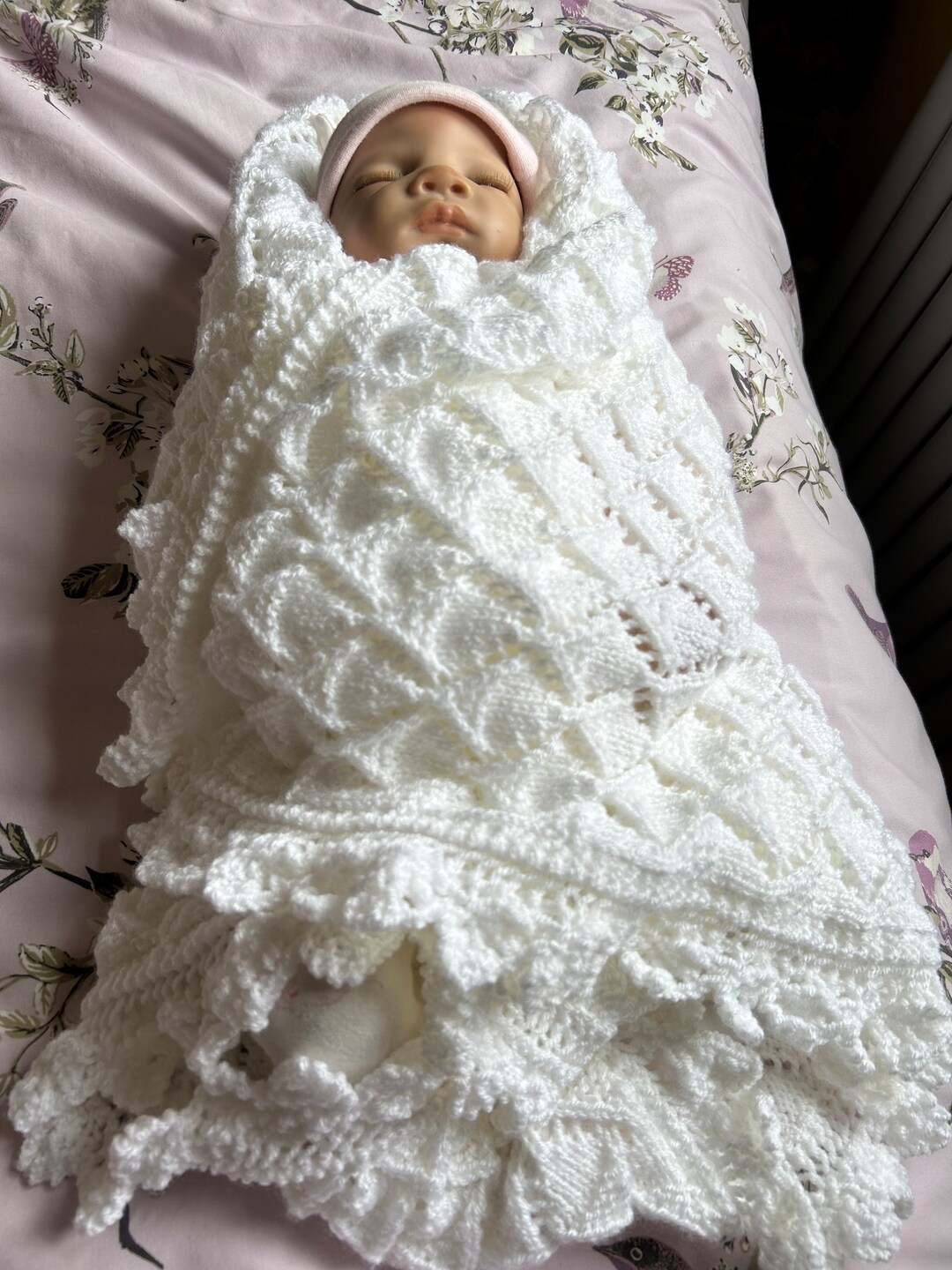 Hand Knitted White Baby Pram Blanket - Etsy UK