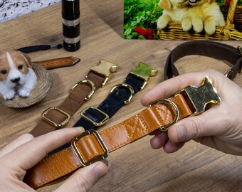 Dog Collar Full Grain Leather, Handmade Pet Collar, Leather Cat Collar with Metal Buckle, Personalized Collar, Birthday Gift, Animal Collar