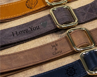 Leather Pet Collar, Custom Cat Collar, Full Grain Leather Dog Collar, Handcrafted Dog Collar, Engraving Collar Dog, Birthday Dog Gift