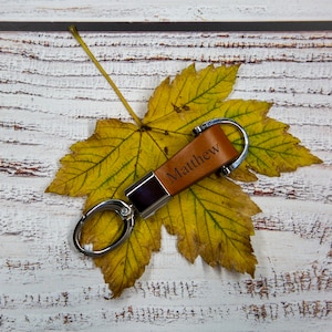 Father&#39;s Gift Keychain, Mom&#39;s Gift Keyring, Dad&#39;s Gift Key Loop, Key Fob Mom&#39;s Gift, Leather Keychain, Keyring Leather, Handmade Keychain
