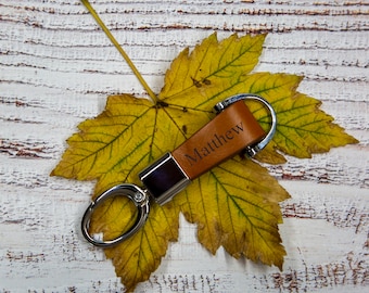 Father's Gift Keychain, Mom's Gift Keyring, Dad's Gift Key Loop, Key Fob Mom's Gift, Leather Keychain, Keyring Leather, Handmade Keychain