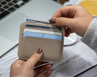 Men's Wallet, Business Card Holder, Leather Card Case, Slim Leather Cover for Money, Personalized Engraving Credit Card Wallet, Slim Wallet