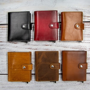 Cartera de cuero para regalo, cartera para hombre, cartera para identificación, tarjetero, tarjetero, cartera para mujer, regalo de aniversario, regalo de boda, cartera
