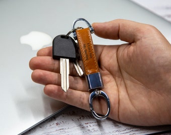 Handcrafted Keyring, Customized Keychain, Leather Key Loop, Key Fob Leather, Coworker Gift, Groomsmen Gift, Birthday Gift, Special Keychain