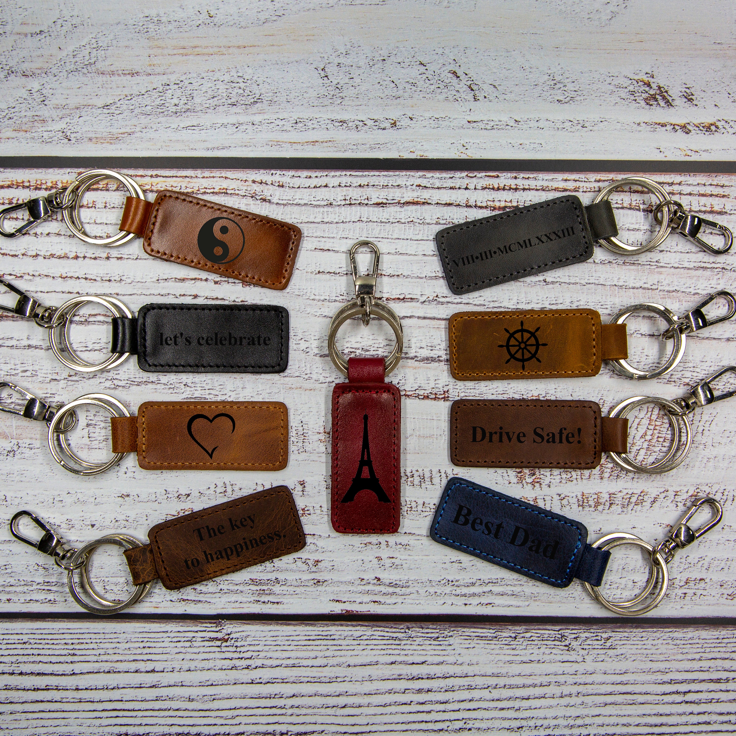 Handcrafted Keychain, Leather Keyring Gift, Custom Men's Gift Key
