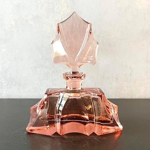 Art Deco Rose Crystal Perfume Bottle: Vintage Vanity Decor