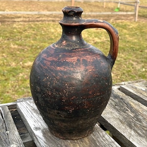 Antique Stoneware Jug, Terracotta Vase Jug, 200+ Years Old, Cottage Decor Antique Rustic Stoneware Vase, Countryside Decor