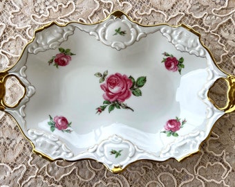 ドイツ製磁器のセンターピースフルーツボウル、アンティークハンド