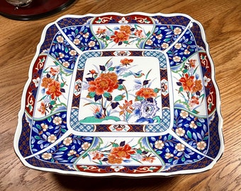 PLATO IMARI JAPONÉS grande, plato de porcelana vintage, plato japonés pintado a mano, plato de sushi, hermosos colores, gran regalo para el hogar