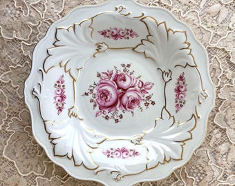 ドイツ製磁器のセンターピースフルーツボウル、アンティークハンド