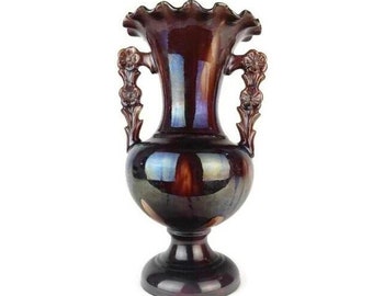 FARMHOUSE VASE, Vintage Pottery Vase, Large Ceramic Vase, Old Vase Pottery, Floral Vase, Vintage Handpainted Decorative Vase For Flowers