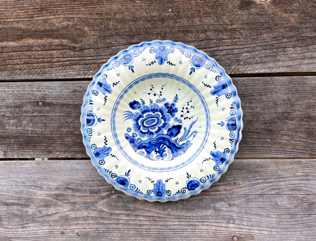 Christmas Serving Plate Large Vintage Delft Blue White Plate Etsy