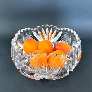 Vintage Crystal Bowl Centerpiece or Decorative Fruit Bowl, Hand-Cut Crystal Bowl, Vintage MId Century Glassware 1960s, Bohemia Crystal