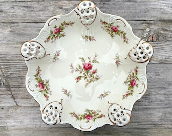 ドイツ製磁器のセンターピースフルーツボウル、アンティークハンド