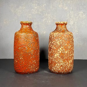 Vintage Mid Century Ceramic Vase, Textured Vintage Vase, Fat Lava Vase, Retro Home Decor From the 1970s