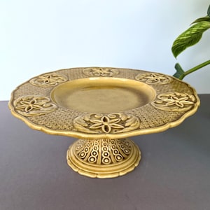 Vintage Ceramic Cake Stand, Austrian Schutz Cilli 1910s, with Foot, Cake Plate, Decorative Antique Centerpiece, Signed, Rare Find!