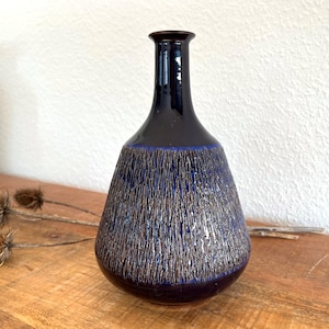 Art Deco Blue Ceramic Vase: Vintage West Germany Pottery