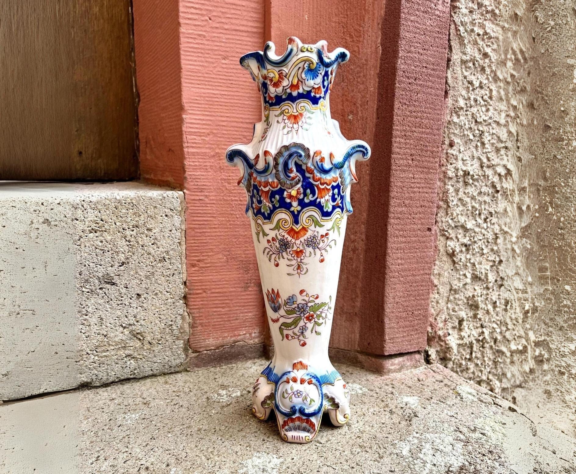 Aiguière En Faïence De Rouen - Fin XIXe, Motifs Floraux Peints à La Main, Excellent état