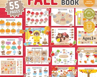 Herfst druk boek afdrukbaar, herfst leren bindmiddel voor peuters, Montessori rustige boekactiviteiten, werkbladen voorschoolse leerplan