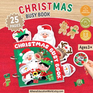 Christmas Busy Book for Toddler, Printable Holiday Learning Activity, Montessori Preschool Worksheets, Quiet Book Binder,Christmas Classroom
