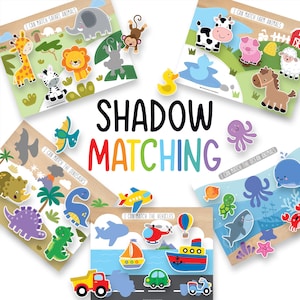 Shadow Matching Game, Toddlers Shadow Matching, Montessori Education,Busy Book Page Print, Preschooler Matching Activity, Toddler Activities