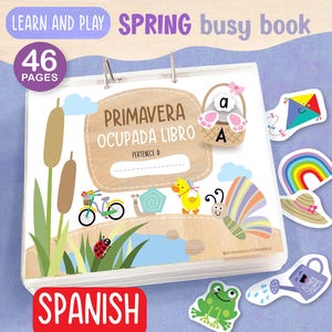 Libro de actividades de primavera en español para niños pequeños, carpeta imprimible de aprendizaje preescolar, actividades Montessori, emparejar, trazar, clasificar, aprendizaje en casa