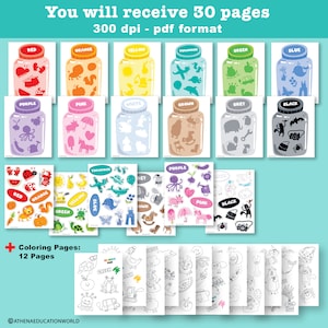 Color Matching Worksheets, Sorting Colors in Jars, Color Sorting Velcro Game, Preschool Prints, Homeschool Color Learning, Montessori color image 9