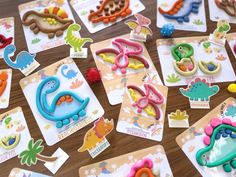 Dinosaurier Knetmasse, Spiel Doh Aktivitäten, Vorschul Lehrplan, Feinmotorik, Montessori Kleinkind, Homeschool Handschrift Pdf Bild 13